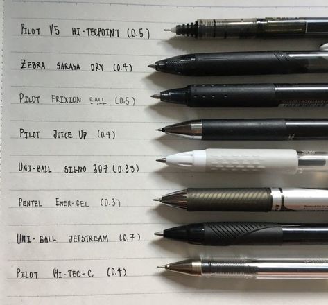 Best Pen For Writing, Best Black Pens For Note Taking, Best Pens To Write With, Best Pens For Drawing, Pens To Use For Notes, Pens For Journaling, Best Pens For School, Muji School Supplies, Best Pens For Note Taking