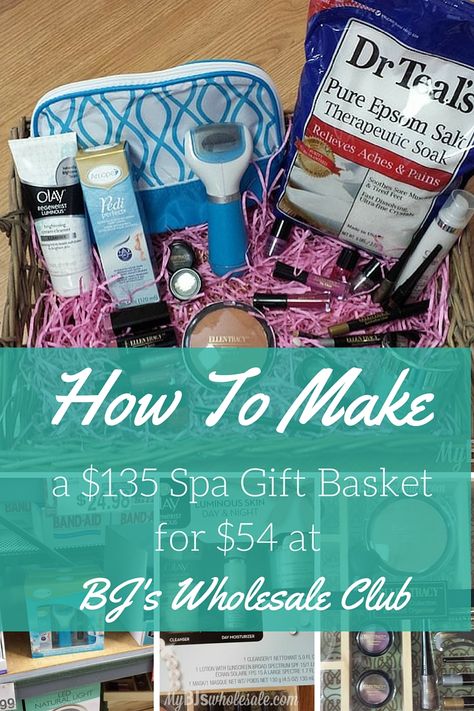 How to Make A $135 Spa Day Gift Basket for only $54 at BJ's Wholesale club - http://www.mybjswholesale.com/2016/04/make-200-spa-day-gift-basket-54-bjs-club.html/ Spa Raffle Basket Ideas, Spa Day Gift Basket, Diy Spa Gifts Baskets, Spa Day Gift, Money Food, Spa Day Gifts, Auction Basket, Spa Basket, Care Basket