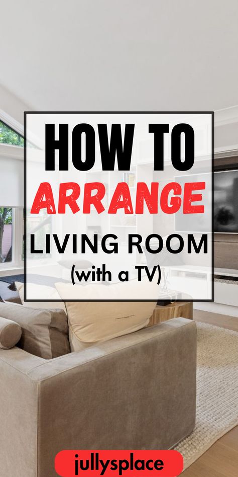 How to arrange living room Tv Room Layout, How To Arrange Living Room, Awkward Living Room Layout, Room Arrangement Ideas, Sectional Living Room Layout, Apartment Living Room Layout, L Shaped Living Room, Rectangle Living Room, Family Room Layout