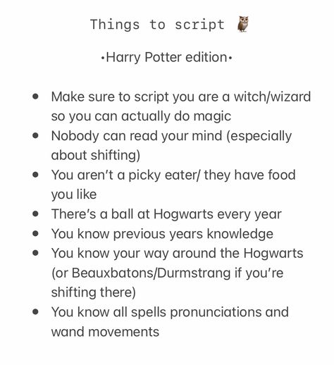 Basic Shifting Script, Harry Potter Shifting Script Template, Marauders Dr Script, Marauders Shifting Script, Harry Potter Shifting Script, Shifting Script Ideas, Marauders Script, Harry Potter Shifting, Shifting Advice