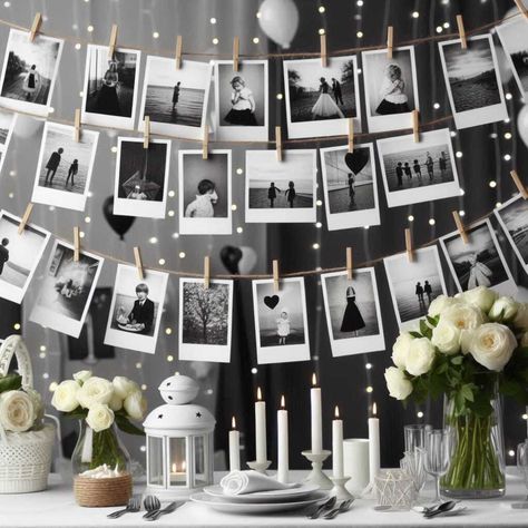 37 Best Black And White Party Decorations Ideas » HomeDecorFull Gray And Black Party Decorations, Soiree Birthday Party Ideas, White Bday Decorations, Black And White Elegant Party Decor, Black And Silver 40th Birthday Ideas, Dinner Party Backdrop, Birthday Polaroid Pictures Party Ideas, 18th Bday Ideas Decor, Black And White Party Theme Decoration