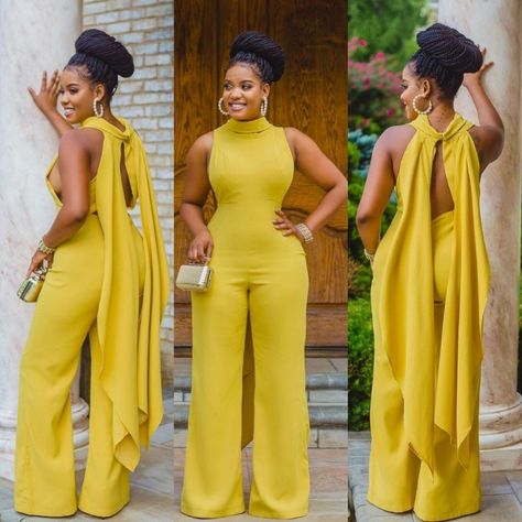 Nyc Summer Fashion 2023, Classy Jumpsuit Outfits Wedding, Jump Suites Outfit, Jumpsuit Chiffon, Jumpsuits Classy, Yellow Outfits, Party Jumpsuit, Women Jumpsuit, Wide Leg Romper