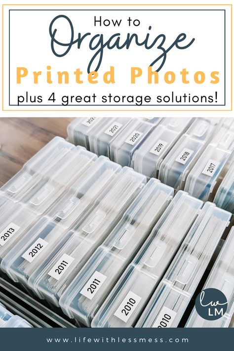 How to Organize Printed Photos - Life with Less Mess Family Photo Organization Ideas, Saving Photos Ideas, How To Store Old Newspapers, Organize Old Photos, Storage For Photos, Storage Ideas For Pictures, Photo Organizer Case Ideas, Organize Photos Storage, Organizing Photo Albums