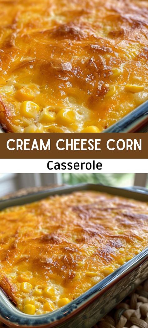 Cream Cheese Corn Casserole Cream Cheese Corn Casserole, Creamed Corn Casserole Recipe, Cheese Corn Casserole, Corn Recipes Side Dishes, Cream Cheese Corn, Corn Side Dish, Creamed Corn Recipes, Cheese Corn, Corn Casserole Recipe