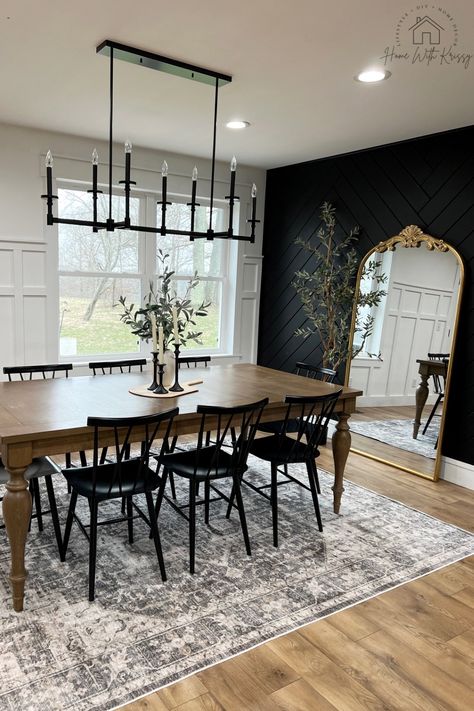 Shop My Home By Room – DIning Room Kitchen #dining #diningroomdecor #diningtable #Kitchendecor #kitchengoals #homedecorinspo #decorinspo #moderndecor #modernorganic #neutraldecor #budgetfriendlydecor #decoronabudget #diyhome #diyhomedecor #accentwall #herringbonewall Black Chairs, Modern Farmhouse Dining Room, Black Accent Walls, Dining Room Accents, Modern Farmhouse Bedroom, Modern Farmhouse Dining, Dining Room Remodel, Dinning Room Design, Dining Room Makeover