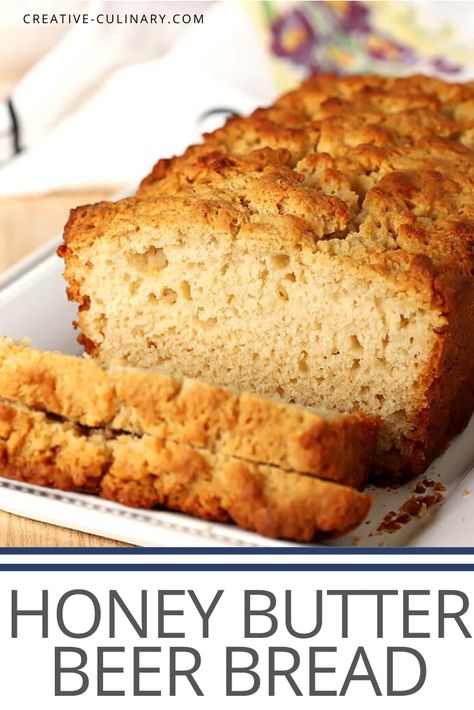 Butter Beer Bread Recipe, Honey Beer Bread Recipe, 2 Ingredient Beer Bread, Beer Bread Mix Gift, Hot Honey Beer Bread, Honey Quick Bread, Honey Butter Beer Bread, Peach Beer, Honey Beer Bread