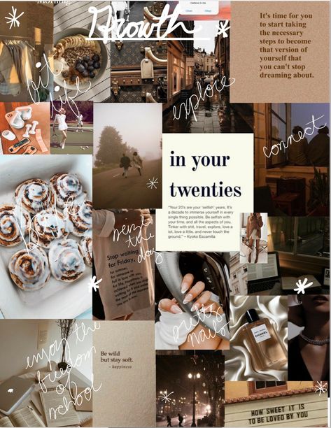 Twenties Vision Board, In Your Twenties Vision Board, October Vision Board, Phone Screen Vision Board, November Affirmations Wallpaper, October Mood Board Wallpaper, November Vision Board, Autumn Vision Board Wallpaper Laptop, Vision Board Materials