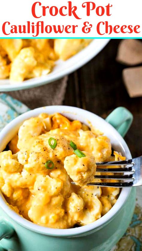 Crock Pot Cauliflower and Cheese-Tender and cheesy cauliflower is a cinch to make in a crock pot. Crock Pot Cauliflower Mac And Cheese, Califlower Casseroles Crockpot, Crockpot Cheesy Cauliflower, Slow Cooker Cheesy Cauliflower, Crockpot Cauliflower Casserole, Crockpot Cauliflower Recipes Slow Cooker, Cauliflower One Pot Recipes, Slow Cooker Cauliflower Cheese, Cauliflower In Crockpot