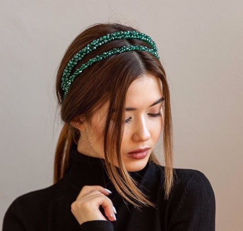 Box Braids Women, Green Tiara, Beaded Headbands, Headband Wedding Hair, Floral Headpiece Wedding, Headband Adult, Flower Headband Wedding, Crystal Headpiece Wedding, Bridal Flower Headpiece