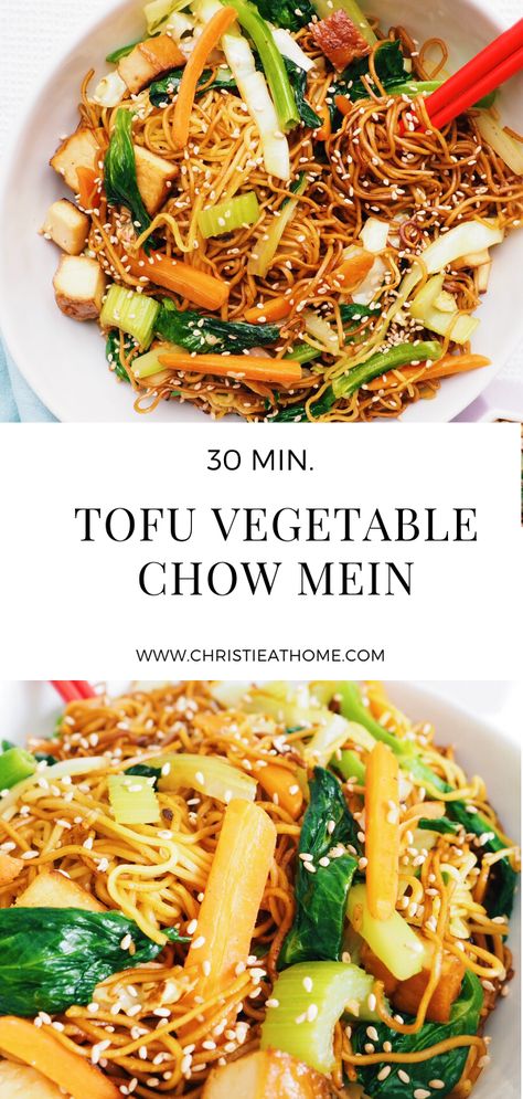 Tofu Chow Mein, Indian Chow Mein Recipe, Tofu Lo Mein Recipe, Vegetable Mei Fun Recipe, Vegetarian Chow Mein Recipe, Chow Mein Recipe Vegetable, Chinese Pasta, Vegan Chow Mein, Mi Xao