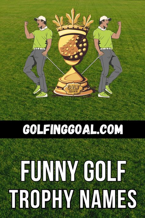 Looking to add some laughter to your golf tournament or league? Look no further than these hilarious and creative golf trophy names that are sure to bring a smile to everyone's face. From clever puns to witty wordplay, these trophy names are perfect for recognizing the fun and lighthearted side of the game. #FunnyGolfTrophyNames #GolfHumor #GolfLOL #TeeOffAndLaugh #HilariousGolfAwards Funny Trophy Ideas Hilarious, Golf Awards Ideas Funny, Family Game Night Trophy, Golf Games Tournament Fun, Golf Team Names Funny, Golf Tournament Games, Golf Trophy, Golf Tournament Prizes, Goofy Golf