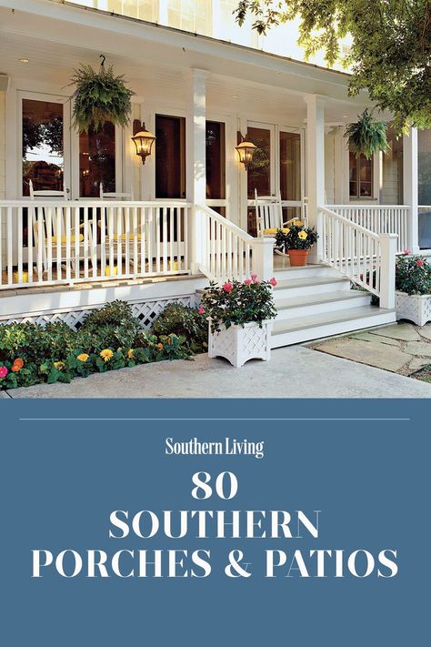 Farmhouse Porches, Modern Farmhouse Porch, Country Front Porches, Modern Front Porches, Front Porch Railings, White Porch, Porch Landscaping, Southern Porches, Porch Remodel