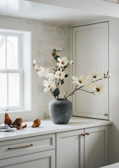 Artificial Magnolia, Mauve Taupe, Statement Vase, Dried Flowers Diy, Magnolia Branch, Fall Stem, Concrete Vases, Open Flower, Magnolia Blossom