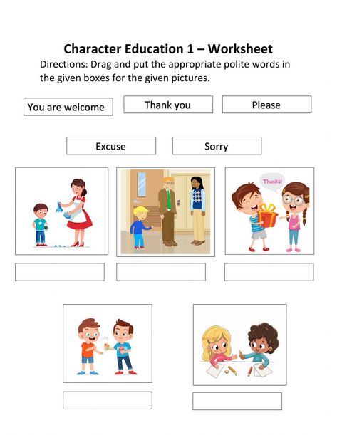 Polite words online activity for Grade 1. You can do the exercises online or download the worksheet as pdf. Polite Expressions Worksheets, Polite Expressions, Words Worksheets For Kindergarten, Polite Words, Manners Preschool, English Primary School, Language Classroom, Class Displays, English Worksheet