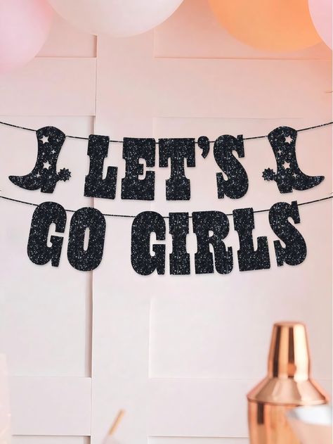 1 Set Let's Go Glitter Banner - 5 Ft. | Bachelorette Party Decorations, Cowgirl Birthday, Last Rodeo Backdrop, Nashville, Cow Rodeo ThemeI discovered amazing products on SHEIN.com, come check them out! Last Rodeo Aesthetic, Rodeo Bachelorette Party Decorations, Nashville Bachelorette Decor, Last Rodeo Hen Do, Last Rodeo Bachelorette Party Decorations, Country Bachelorette Party Themes, Bachelorette Cowgirl Theme, Wild West Bachelorette Party, Rodeo Backdrop