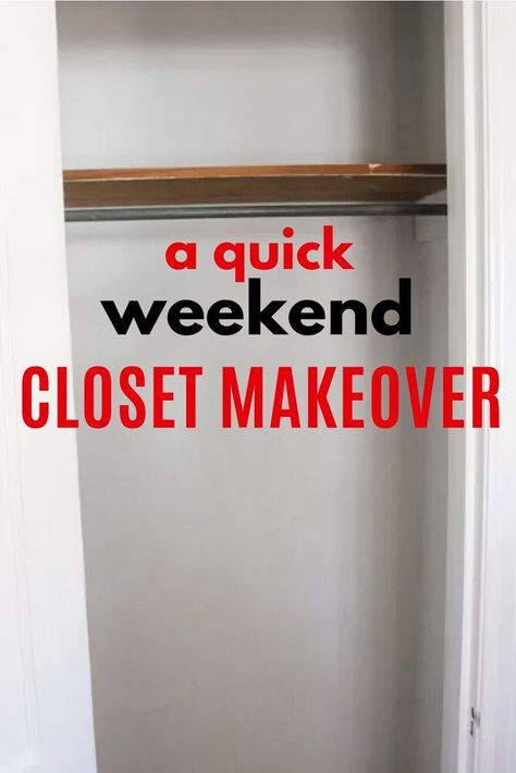 Cost Closet Makeover, Simple Closet Ideas Small Spaces, Single Closet Ideas, Single Door Closet Ideas, How To Utilize Small Closet Space, Old Closet Organization Ideas, Small Office Closet Organization, Redo Small Closet, Small Front Closet Organization