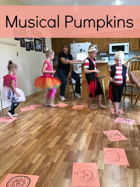 Halloween Musical Chairs, Musical Pumpkins Game, Musical Pumpkins, Diy Fall Festival Games, Musical Chairs Game, Pumpkin Walk, Preschool Halloween Party, Fall Festival Games, Grandma Ideas