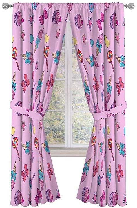 Amazon.com: Jay Franco Nickelodeon JoJo Siwa Dream Believe 84" Inch Drapes 4 Piece Set - Beautiful Room Décor & Easy Set Up - Window Curtains Include 2 Panels & 2 Tiebacks (Official Nickelodeon Product): Gateway Jojo Siwa Room, Lux Bedroom, Kids Sheet Sets, Diy Girls Bedroom, Princess Adventure, Kids Sheets, Decorative Curtain Rods, Beautiful Room, Jojo Siwa