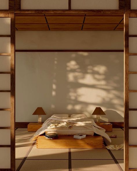 The Ryokan House - Designed by @charlottetaylr x @studiocastay - - - - - #architecture #architecturedesign #architecturelovers… | Instagram Japanese Bedroom Design, Japanese Inspired Bedroom, Charlotte Taylor, Japanese Bedroom, Tatami Room, Asian Interior, Japan Home, Living Area Design, Japanese Interiors