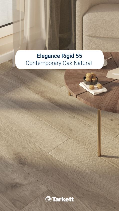 Thinking about renovating your living room? Try starting with a brand new flooring! The Tarkett LVT Elegance Rigid 55 range is the perfect compromise of resistance & design. Lvt Flooring Living Rooms, Tarkett Flooring, Elegant Flooring, Tarkett Vinyl Flooring, Residential Flooring, New Flooring, Lvt Flooring, Flooring Tiles, Durable Flooring