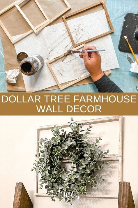 Dollar Tree Wall Decor, Dollar Tree Farmhouse, Diy Farmhouse Ideas, Farmhouse Crafts, Wall Decor Crafts, Diy Dollar Tree Decor, Dollar Tree Decor, Dollar Tree Diy Crafts, Tree Wall Decor