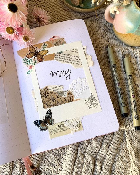 30+ May Cover Page Ideas You Must See For Your Bullet Journal! May Cover Page, May Bujo, Watercolour Doodles, Monthly Cover Page, Cover Page Ideas, Creative Book Cover Designs, Summer Themes, Handmade Journals Diy, Creative Book Covers