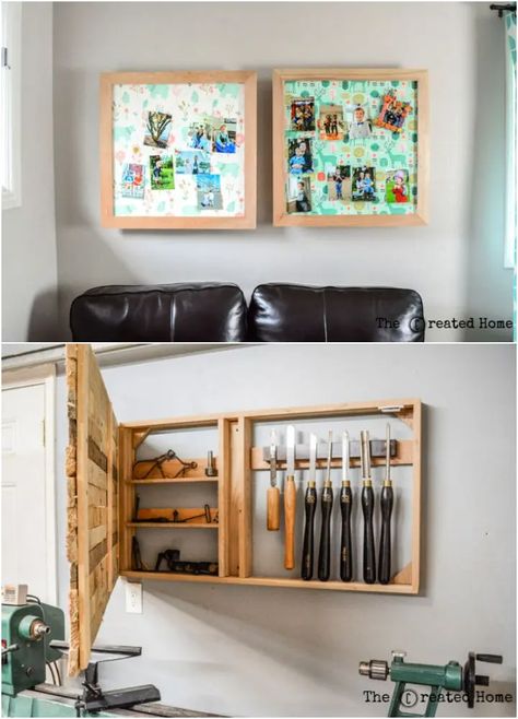 Quirky Storage Ideas, Diy Hidden Wall Storage, Clever Hidden Storage Ideas, Hidden Storage Small Spaces, Cupboard Storage Ideas Bedroom Diy, Unusual Storage Ideas, Hidden Storage Behind Artwork, Hidden Picture Frame Storage, Secret Storage Diy