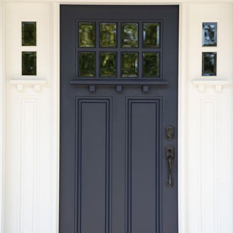 Charcoal Blue SW 2739 - Neutral Paint Color - Sherwin-Williams Benjamin Moore Paint Colors 2023 Trends Exterior, Charcoal Front Door Colors, Navy Door Exterior, Sw Poolhouse Blue, Sw Charcoal Blue Exterior, Grey Blue Front Door, Navy Blue Interior Doors, Blue Front Door Colors Sherwin Williams, Charcoal Front Door