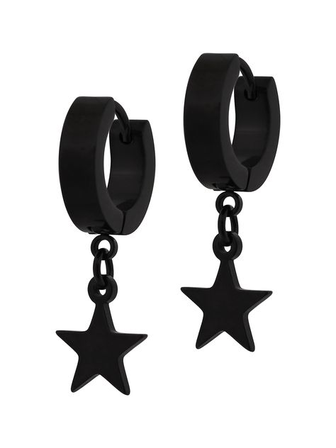 Aesthetic Black Earrings, Black Star Earrings, Mcr Earrings, Gothic Piercings, Earrings Emo, Alt Earrings, Emo Earrings, Alt Jewelry, Earrings Grunge