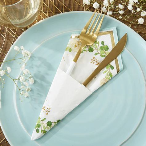 Kate Aspen® Botanical Garden 2-Ply Paper Luncheon Napkins, 120ct. | Michaels Table Paper Napkins, Table Setting Paper Napkins, Table Napkins Ideas Paper, Paper Napkin Table Setting, Table Setting With Paper Napkins, How To Fold Paper Napkins With Utensils, How To Wrap Silverware In Paper Napkins, How To Wrap Utensils In Paper Napkin, Ladies Luncheon Ideas Table Decorations