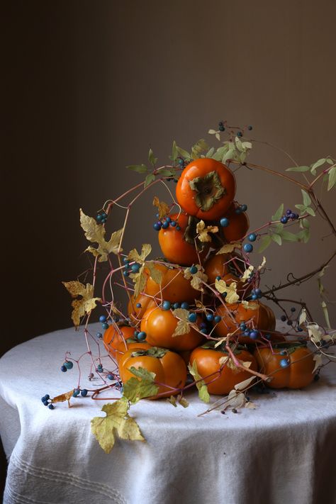 Hart Floral, Sogetsu Ikebana, Thanksgiving Sale, Deco Floral, Fall Centerpiece, Wild Flower, Arte Floral, Persimmon, Ikebana