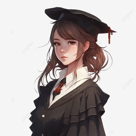 Graduation Anime Aesthetic, Anime College Student, Graduate Cartoon, Graduation Robe Design, Anime Graduation, Coffee Art Drawing, Cartoon Png Transparent, Graduation Drawing, Anime Student