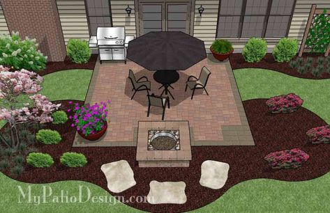 Seating Wall Patio, Small Brick Patio, Patio And Fire Pit, Diy Patio Ideas, Concrete Paver Patio, Small Patio Design, Hot Tub Patio, Patio Plans, Patio Layout