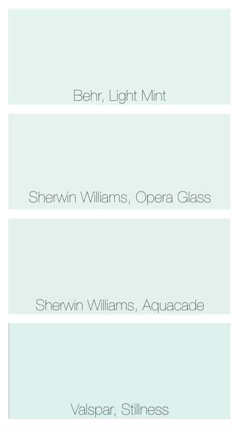 Light Green Paint Swatches, Light Teal Blue Paint Colors, Light Aqua Paint Color Living Room, Pastel Teal Paint Color, Palest Green Paint Colors, Light Seafoam Walls Paint Colors, Seafoam Blue Paint, Light Mint Paint Color, Pale Aqua Paint Colors