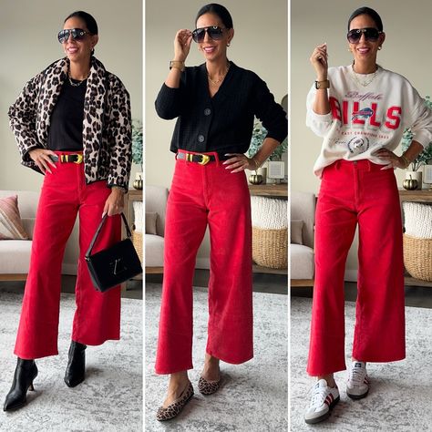 My absolute favorite wide leg ankle red cords from Target. Super soft. Size up one size. Wearing a 4 Tops are a small

#LTKSaleAlert#LTKFindsUnder50#LTKU
https://liketk.it/4SiJl Wide Leg Red Pants Outfit, Red Pant Outfit, Red Courdory Pants Outfits, Red Palazzo Pants Outfit, Red Slacks Outfit, Red Dress Pants Outfit, What To Wear With Red Pants, Red Pants Christmas Outfit, Red Pants Outfit Winter