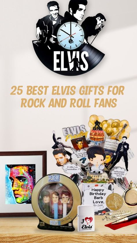 A man who loves Rock and Roll will no doubt love cool items featuring the iconic figure of Elvis. For that reason, you can give masculine or functional items to a male fan. To give you ideas, here we have compile a list of the most recommended Elvis gifts for male rock and roll fans. #elvisgiftsideas #elvisgifts #elvispresleygiftsideas #diyelvisgifts #elvispresleygifts #giftsforelvislovers #giftsforelvisfans #elvispresleygiftspresents #elvisthemedgifts #elvispresleygiftsideasproducts Rock And Roll Gift Ideas, Elvis Decorations, Elvis Gifts Ideas, Elvis Inspired Gifts, Elvis Gifts, Elvis Presley's Birthday, Elvis Presley Gifts, Ornamental Wood, Unique Guitars