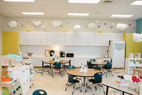 Classroom Centers Ideas, Classroom Ideas Kindergarten, Kindergarten Classroom Decor Ideas, Rainbow Classroom Theme Decor, Yellow Classroom, Kindness Classroom, Rainbow Classroom Theme, Happy Classroom, Classroom 2023