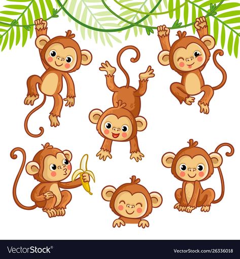 Monkey Drawing Cute, Cartoon Monkey Drawing, Monkey Drawing Easy, Monkey Drawing, Monkey Illustration, Hanging Monkey, Monkey Tattoos, Cartoon Monkey, Monkey Pattern