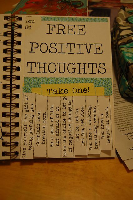 Let's pass around the positive thoughts -- the world needs more of them!!!  Positive Thoughts by sharna11, via Flickr Scrapbook Book Ideas, Quotes Journal Ideas, Scrap Journal Ideas, Smash Book Inspiration, Smashbook Ideas, Smash Books, Wreck This Journal, Art Journal Therapy, Bullet Journal Notebook