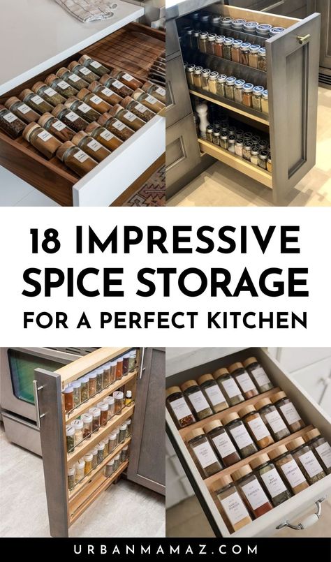 Vertical Spice Drawer, Kitchen Island Spice Storage, Spice Organizer Ideas, Kitchen Spice Storage Ideas, Spices Storage Ideas, Spice Storage Ideas Inside Cabinets, Kitchen Bin Storage Ideas, Spice Cabinet Ideas, Kitchen Spices Storage Ideas