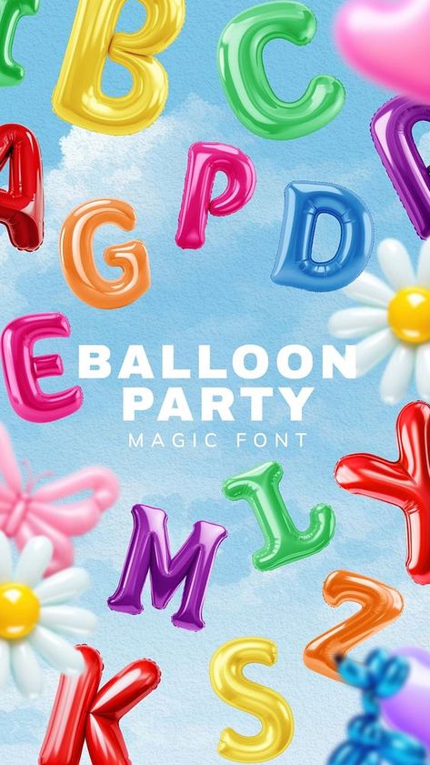 Colorful balloon party magic font Pinterest banner | premium image by rawpixel.com / Aum Canva Balloon Letters, Pinterest Banner, Balloon Font, Magic Font, Text Balloon, Balloon Letters, Clay Patterns, Font Ideas, Letters Alphabet