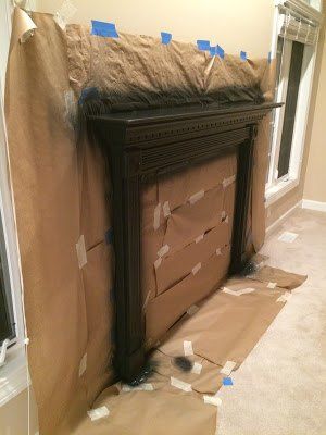 White Fireplace With Black Mantle, Black Mantle Fireplace Painted, Painted Mantle Ideas, Black Fireplace Mantel, Black Mantle Fireplace, Painted Fireplace Mantels, Lily Field, Painted Mantle, Faux Mantle