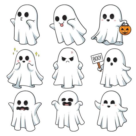 Ghost Drawing Easy, Cute Halloween Drawings, Ghost Clipart, Easy Disney Drawings, Ghost Drawing, Sheet Ghost, Halloween Fest, Halloween Wallpaper Cute, Ghost Images