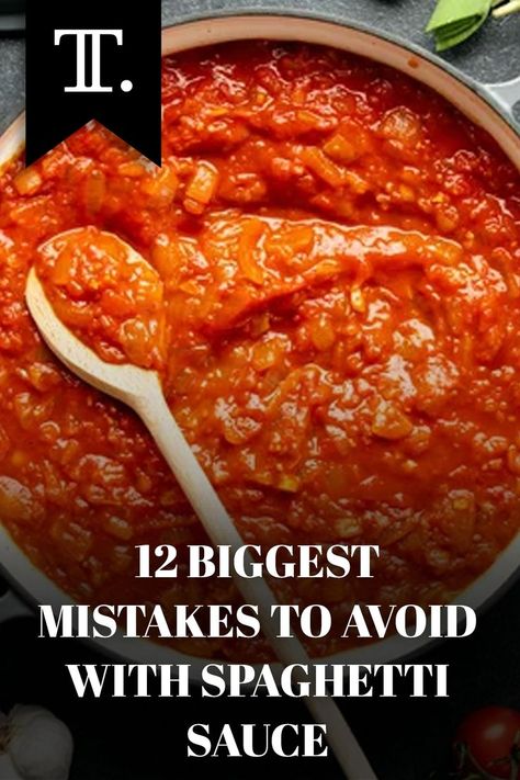 In recognition of the importance of a great sauce, let's talk about some mistakes to avoid with spaghetti sauce. #sauce #spaghetti #spaghettisauce #cooking Making Spaghetti Sauce, Bowl Of Spaghetti, Making Spaghetti, Best Spaghetti Sauce, Sauce Spaghetti, Spaghetti Sauce Recipe, How To Make Spaghetti, Pesto Sauce, Spaghetti Recipes