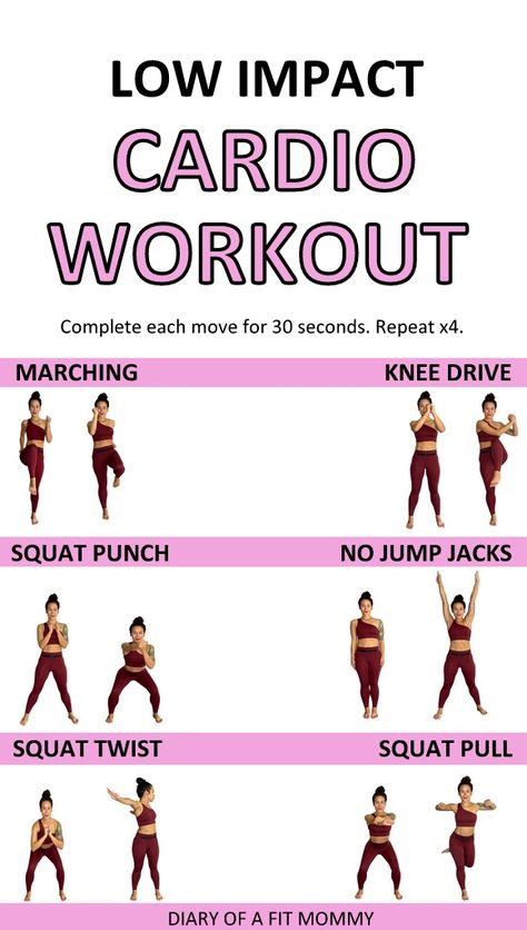 Low Impact HIIT CARDIO + LEGS Workout // No Jumping + No Equipment - Diary of a Fit Mommy // Low Impact Exercise Low Impact Hiit, Low Impact Cardio Workout, Weak Knees, Beginner Workouts, Hiit Workout At Home, Low Impact Cardio, Hiit Cardio Workouts, Cardio Workout At Home, Mommy Workout