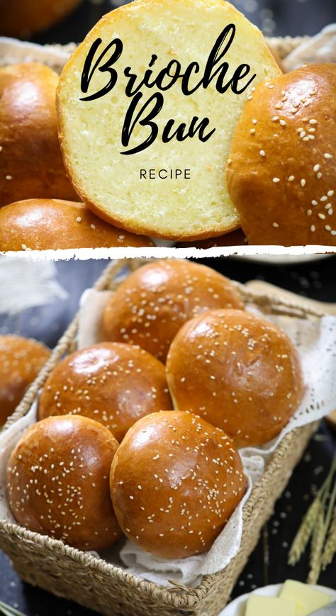 Hamburger Brioche Bun, Quick Brioche Buns, Best Brioche Bun Recipe, Yeast Burger Buns, Fluffy Hamburger Buns Recipe, How To Make Brioche Buns, Sweet Hamburger Buns, Best Hamburger Buns Recipe, Brioche Bread Buns