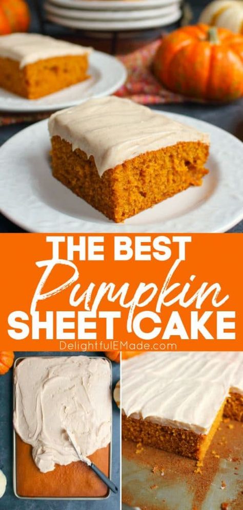 Pumpkin Sheet Cake With Cream Cheese Frosting, Layered Pumpkin Dessert, Dress Cupcakes, Pumpkin Cake Recipe, Cake Sheet, Cake Pumpkin, Pumpkin Sheet Cake, Pumpkin Cake Recipes, Cheese Pumpkin