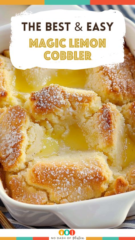 Easy To Eat Desserts, Sheriff Lemon Pie Filling Recipes, Lemon Pie Filling Desserts, Lemon Pie Filling Recipes, Magic Lemon Cobbler, Chitterlings Recipe, Dessert Cobbler, Lemon Cobbler, 30 Minute Desserts