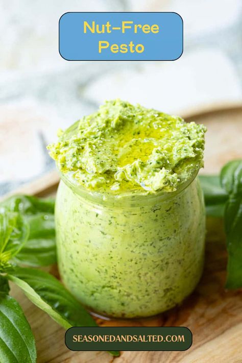 Make your own flavorful and nut-free pesto sauce with this easy recipe. Just basil, Parmigiano Reggiano, Pecorino Romano, olive oil, salt, and garlic. Garlic Pesto Recipe, Homemade Chicken Wings, Chicken Wing Sauce Recipes, Wings Sauce, Nut Free Pesto, Basil Pesto Recipe, Homemade Pesto Recipe, Wing Sauce Recipes, Basil Pesto Recipes