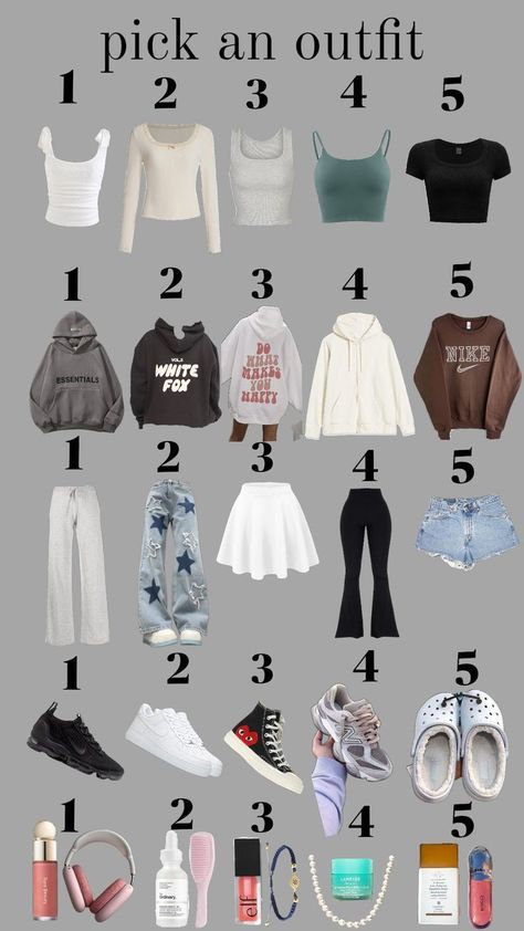 Outfit Ideas For School Collage, Styles For Outfits, Clothes For Middle School, Outfit Chart, Simple Cute Outfits For School, Cute Easy Outfits For School, Pick Your Outfit, Everyday School Outfits, Pick An Outfit